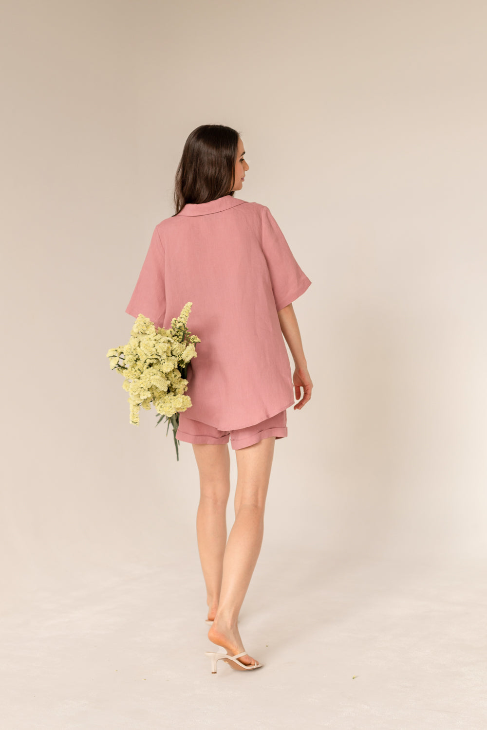 Linen Cassis Two Piece Set - Pink