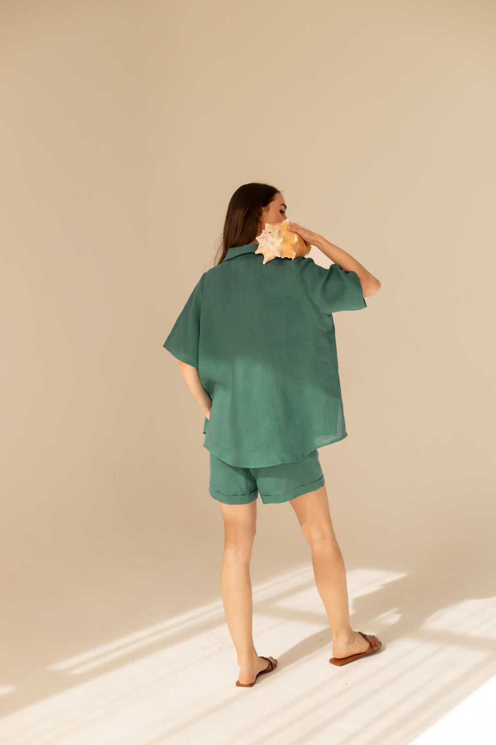 Linen Cassis Two Piece Set - Green