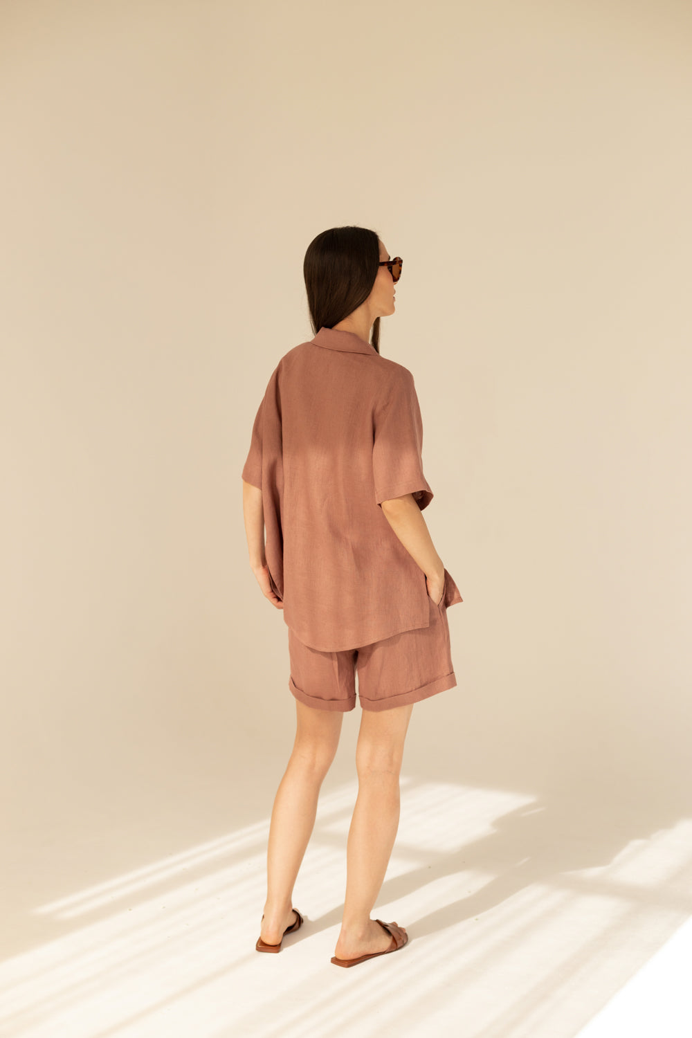 Linen Cassis Two Piece Set - Mocha Coffee