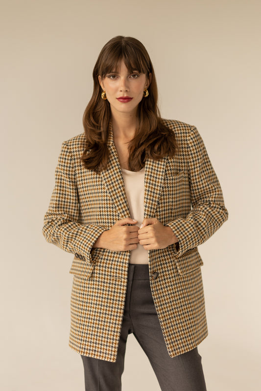 Maddison Blazer - Houndstooth Print