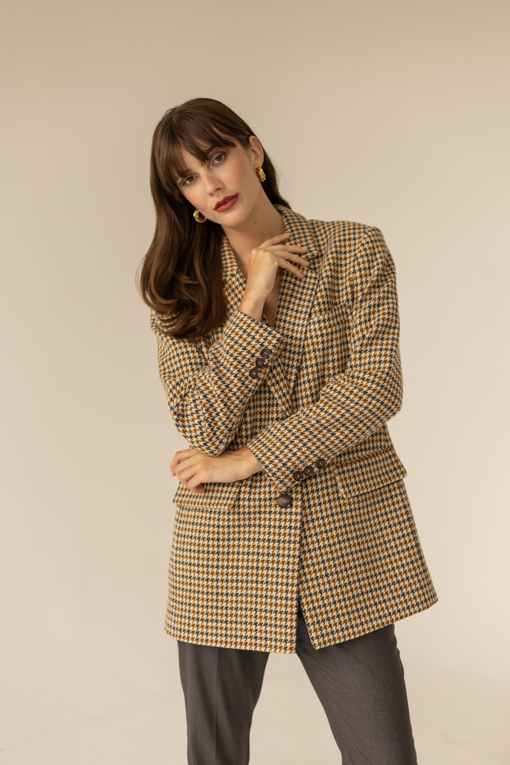 Maddison Blazer - Houndstooth Print