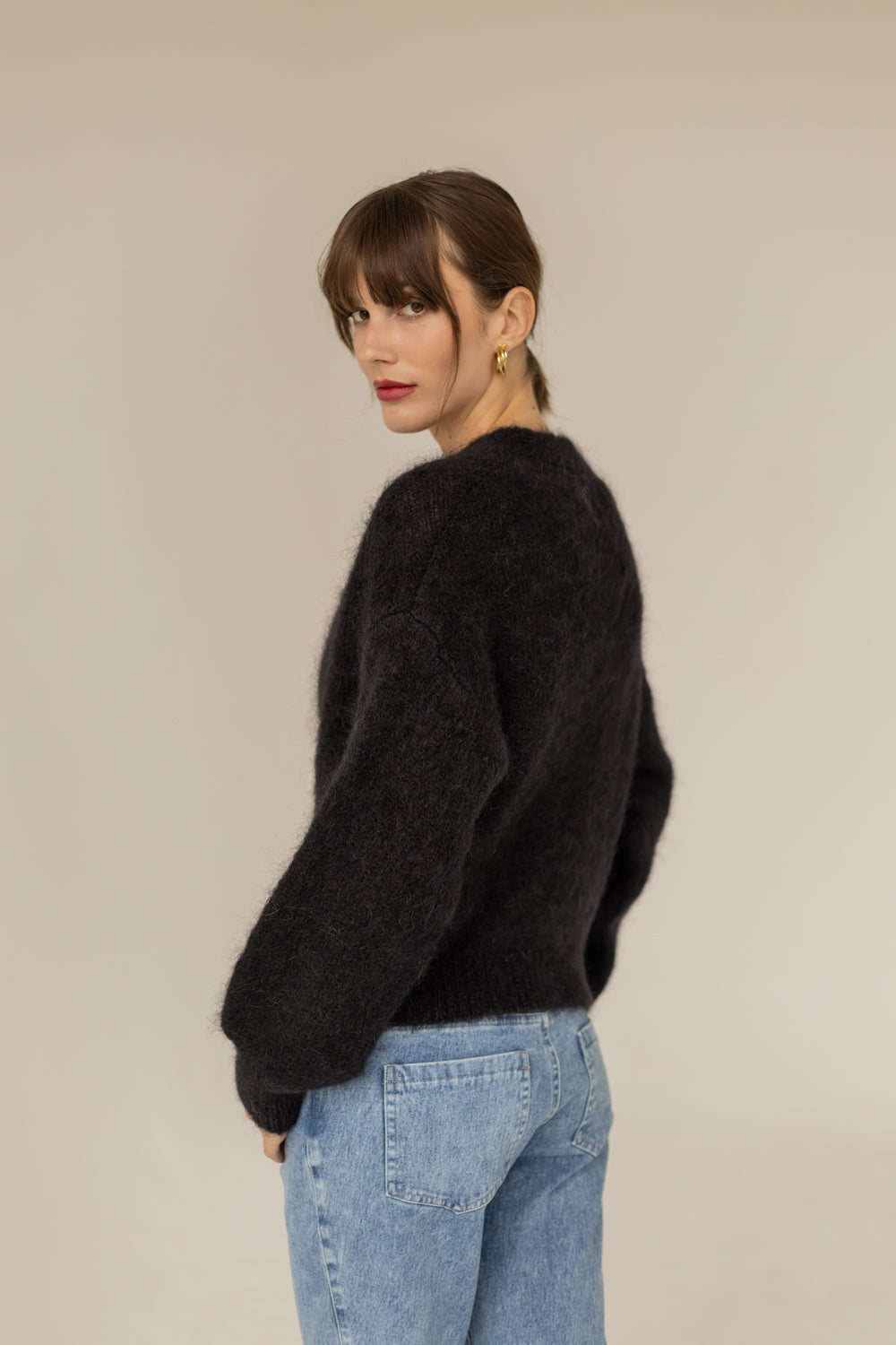 Mia Mohair Wool Cardigan - Black