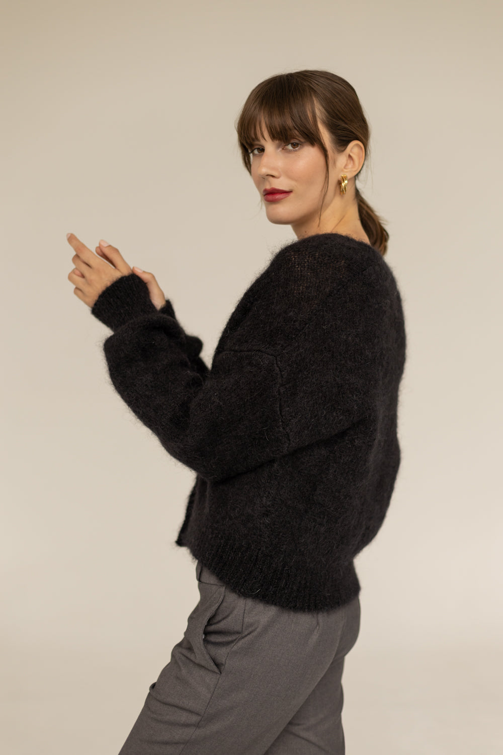 Mia Mohair Wool Cardigan - Black