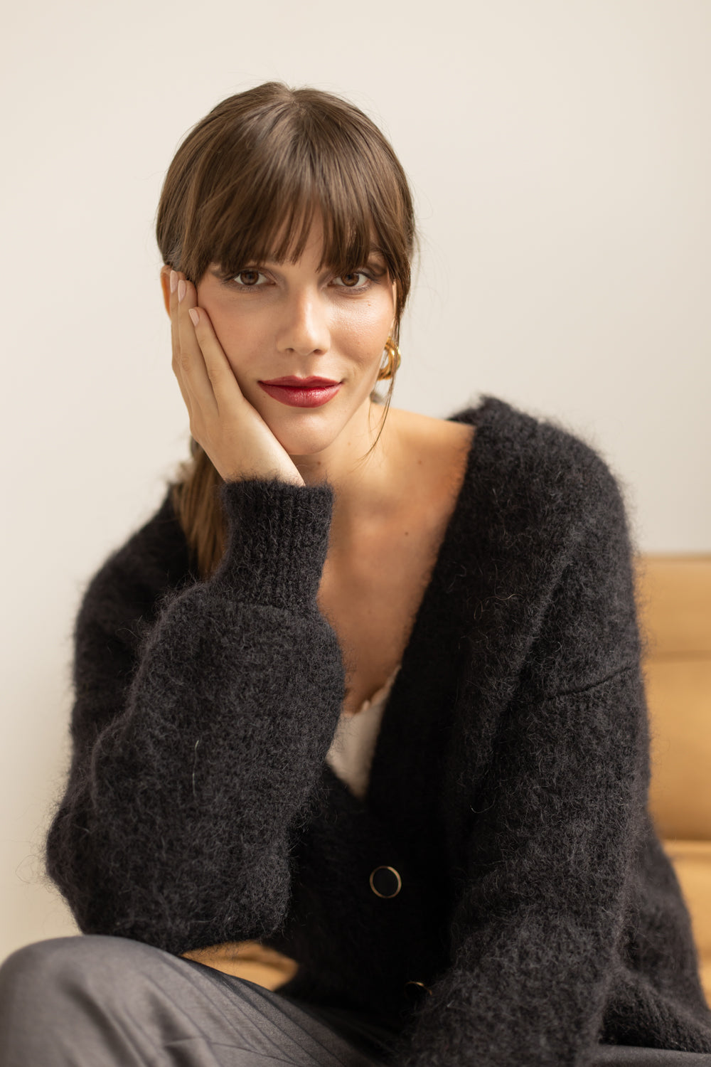 Mia Mohair Wool Cardigan - Black