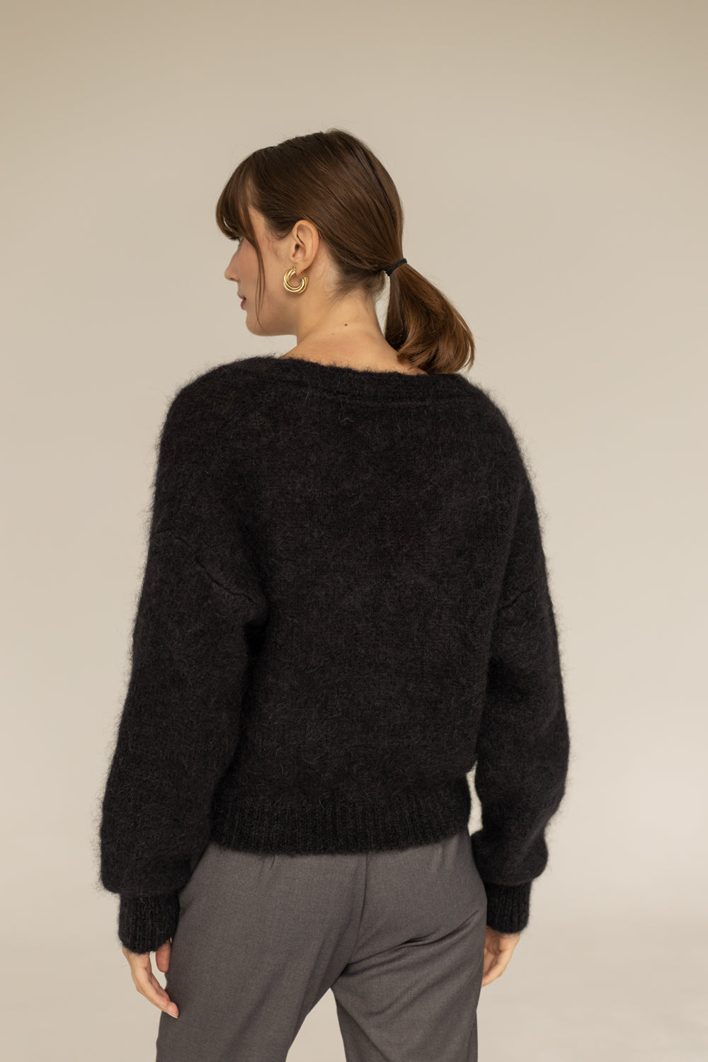 Mia Mohair Wool Cardigan - Black