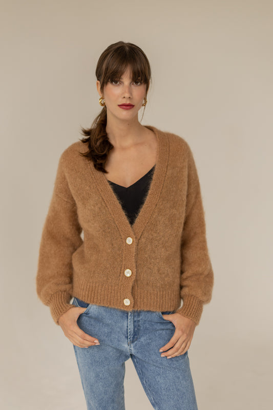 Mia Mohair Wool Cardigan - Caramel