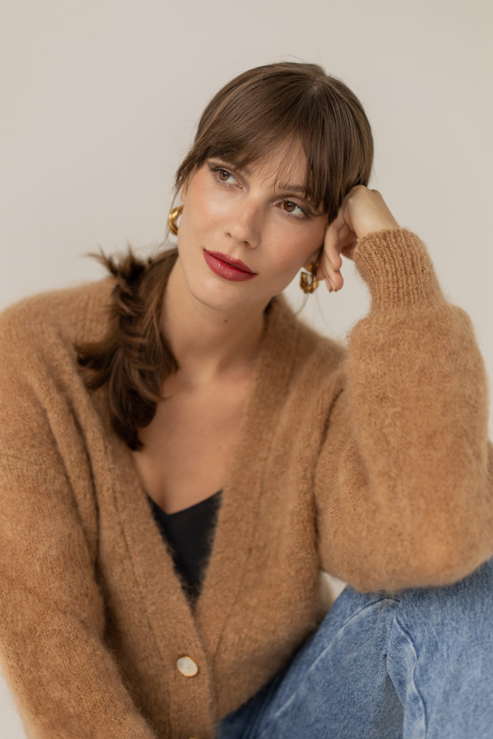 Mia Mohair Wool Cardigan - Caramel