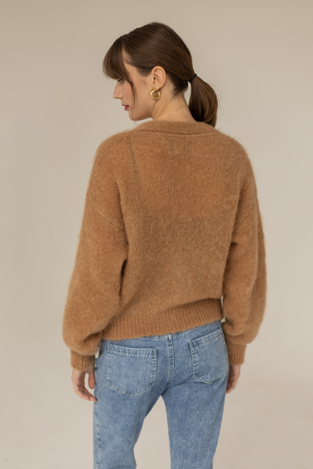 Mia Mohair Wool Cardigan - Caramel