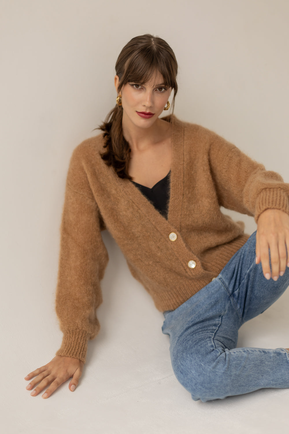 Mia Mohair Wool Cardigan - Caramel