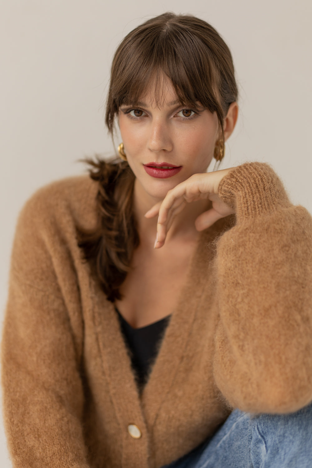 Mia Mohair Wool Cardigan - Caramel