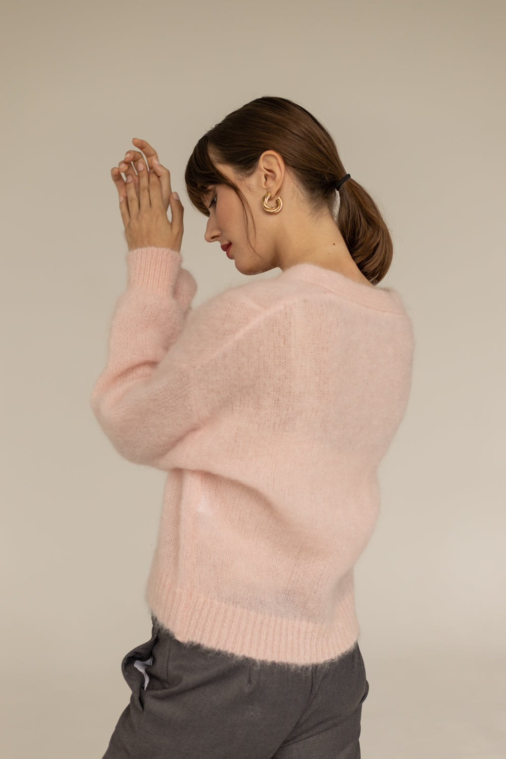 Mia Mohair Wool Cardigan - Pink