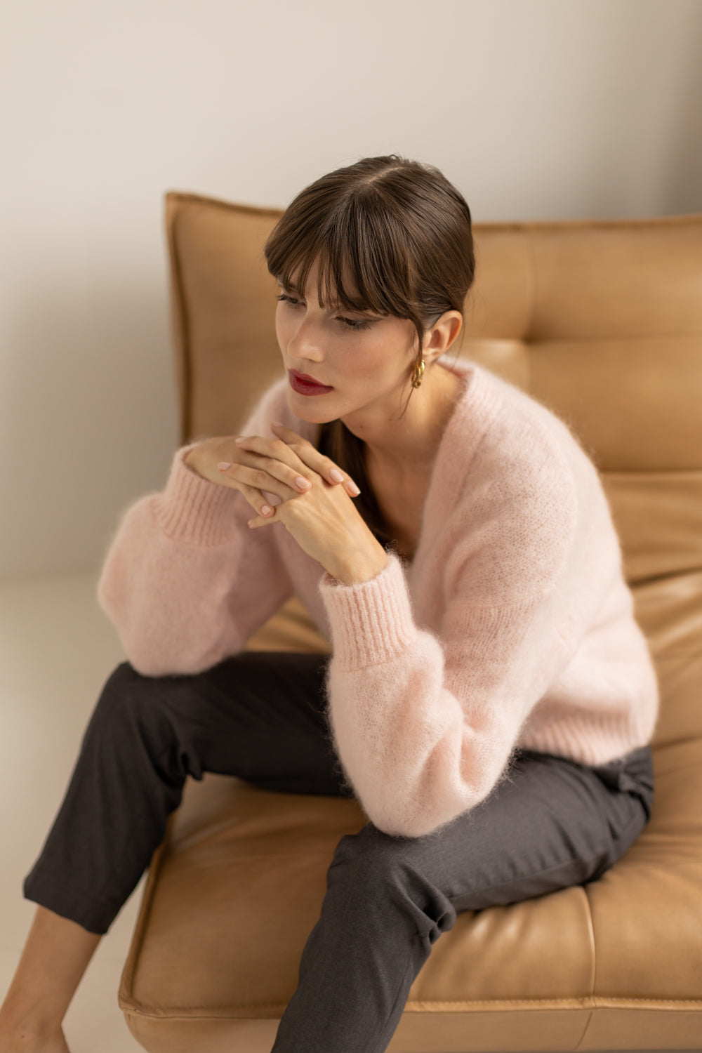 Mia Mohair Wool Cardigan - Pink