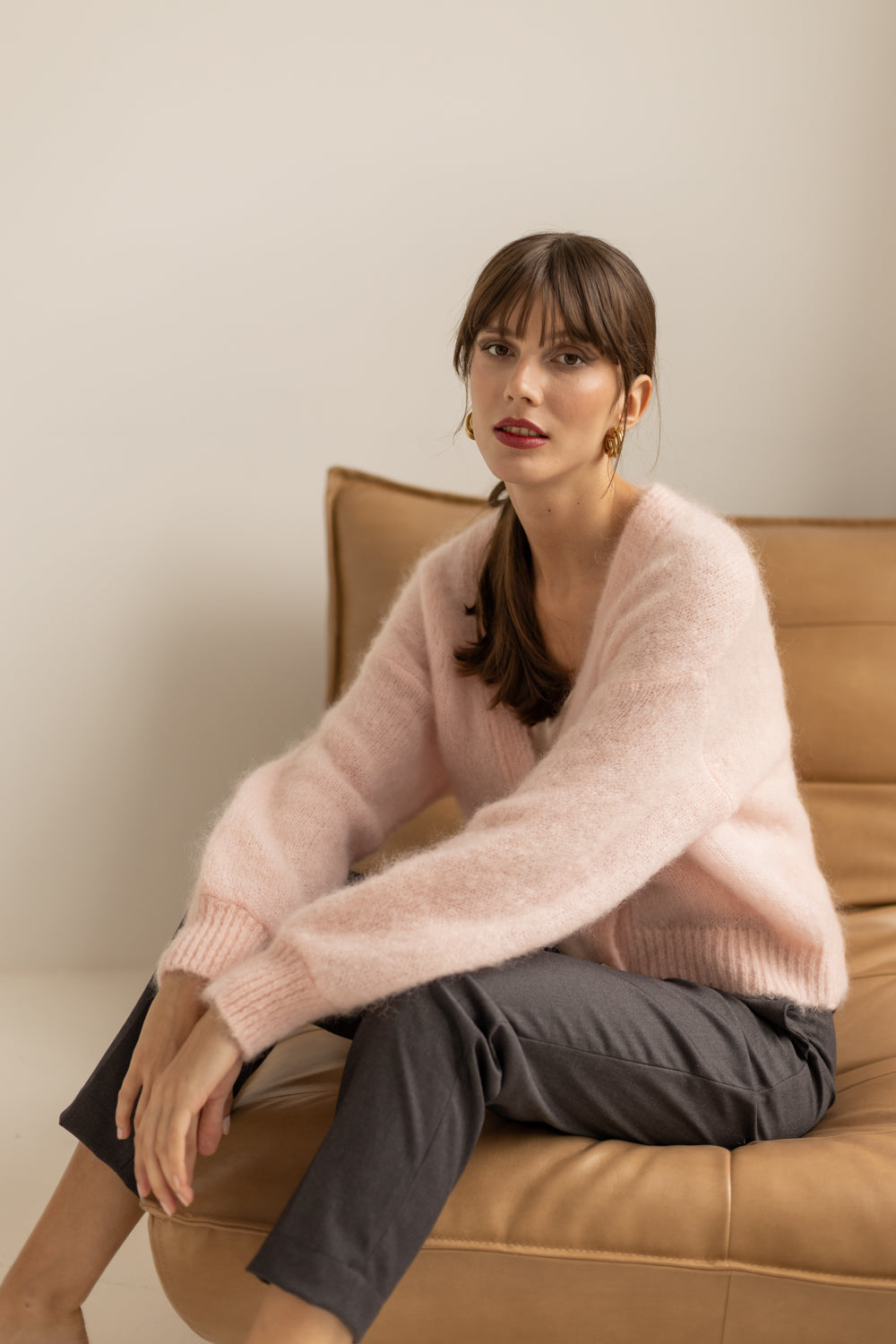 Mia Mohair Wool Cardigan - Pink