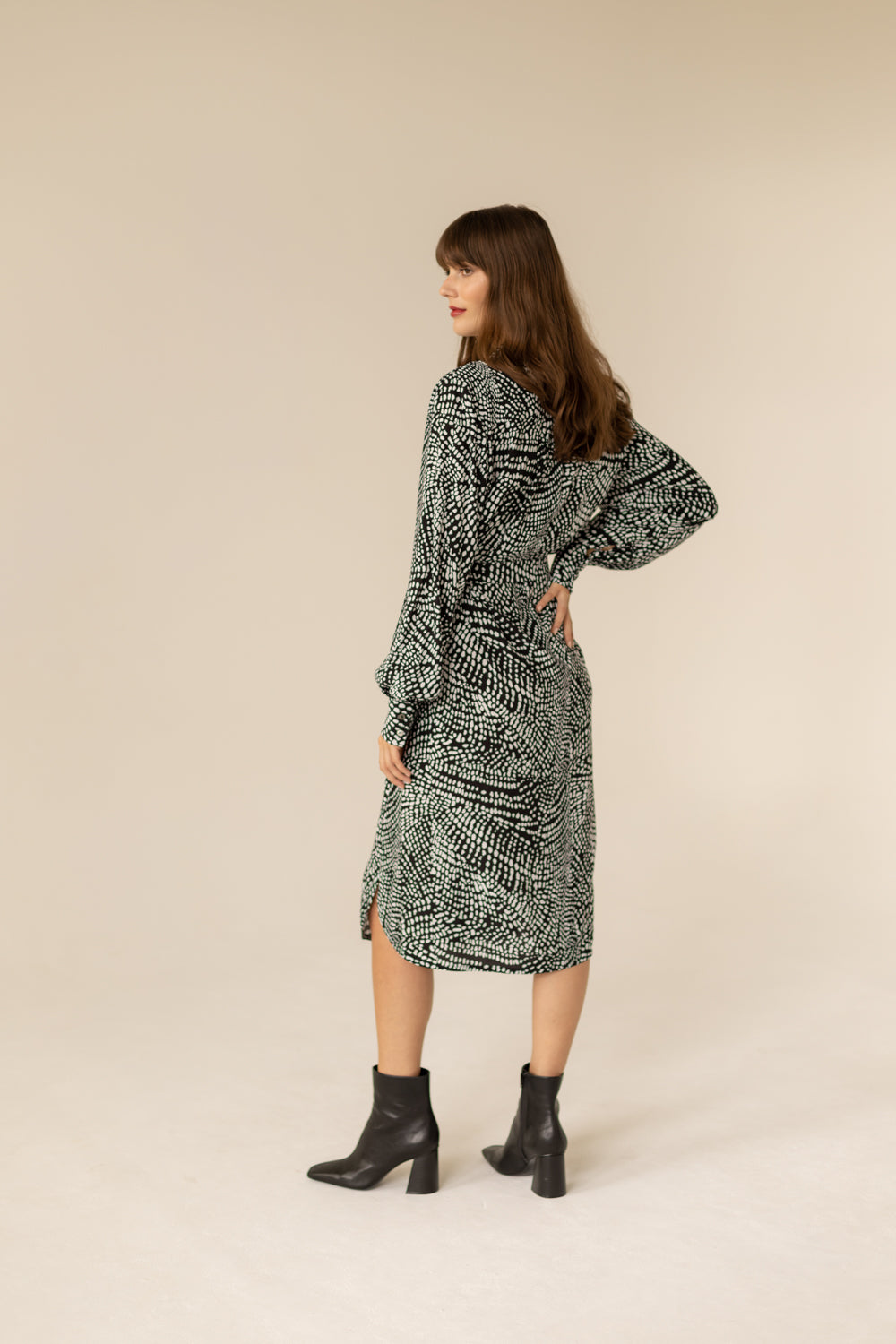 Midi Shirt Dress - Black & White