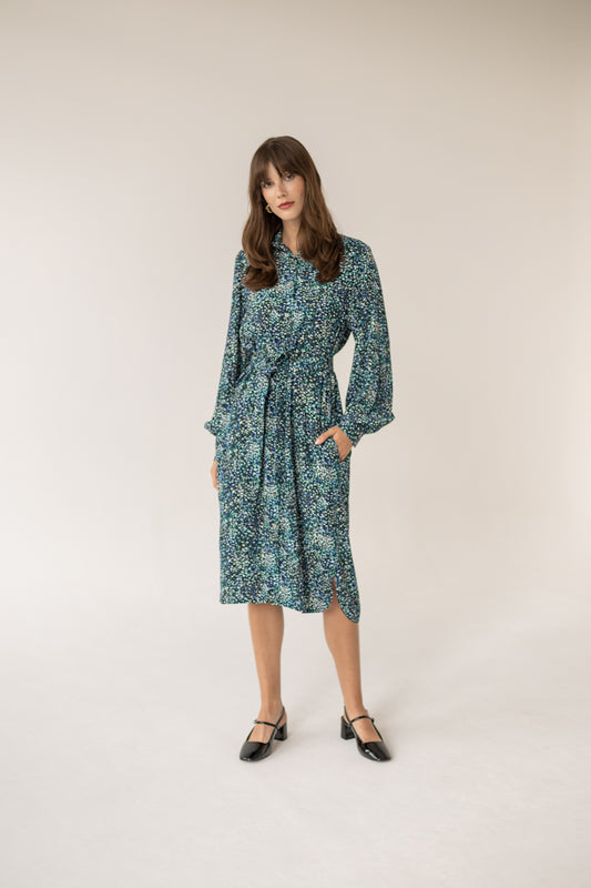 Midi Shirt Dress - Small Print