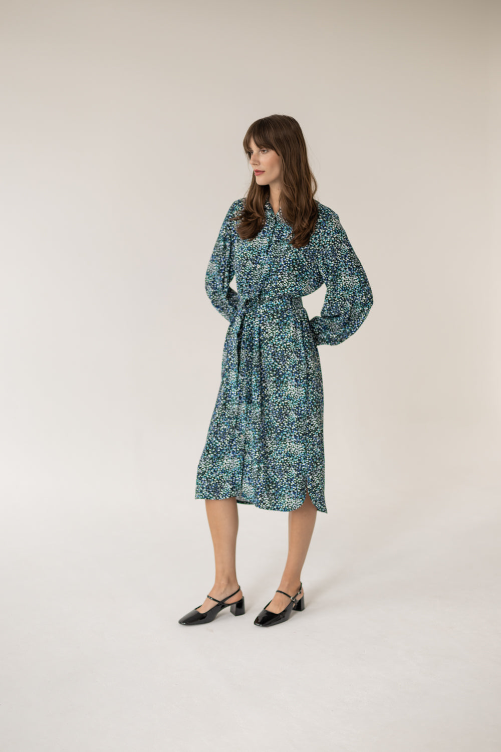 Midi Shirt Dress - Small Print