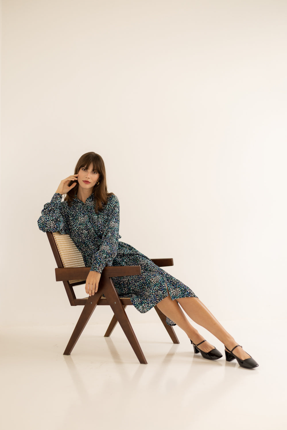 Midi Shirt Dress - Small Print