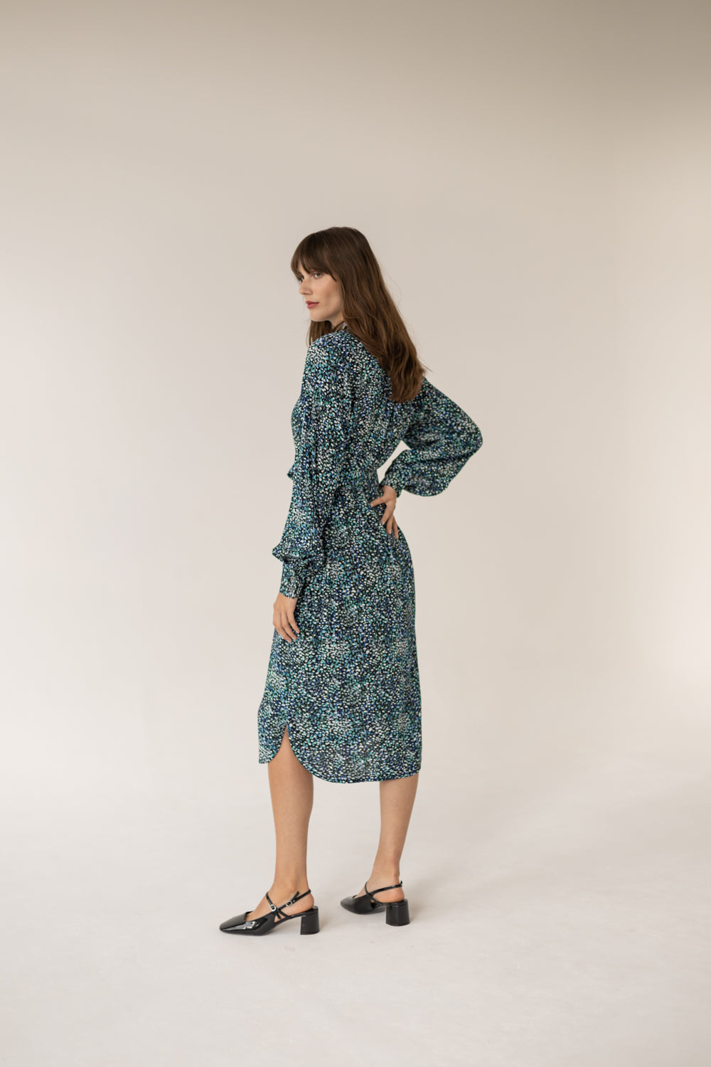 Midi Shirt Dress - Small Print
