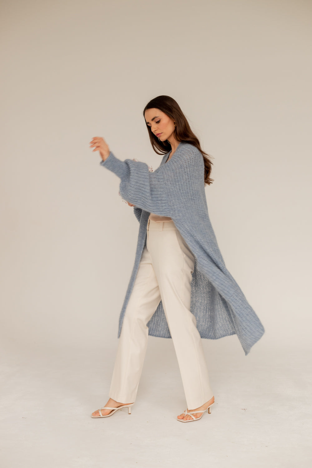 Mohair Alpaca Wool Cardigan - Blue