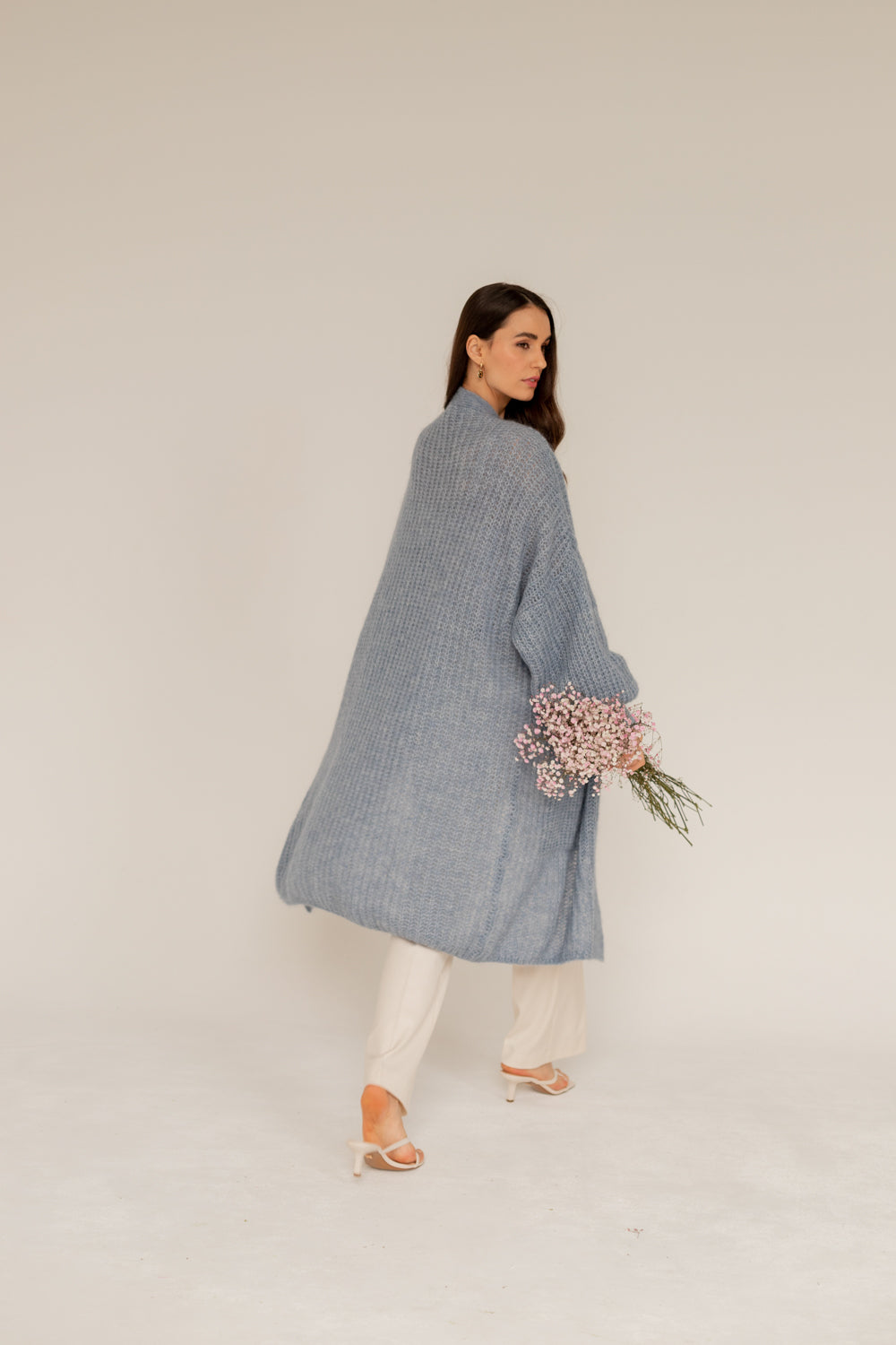 Mohair Alpaca Wool Cardigan - Blue