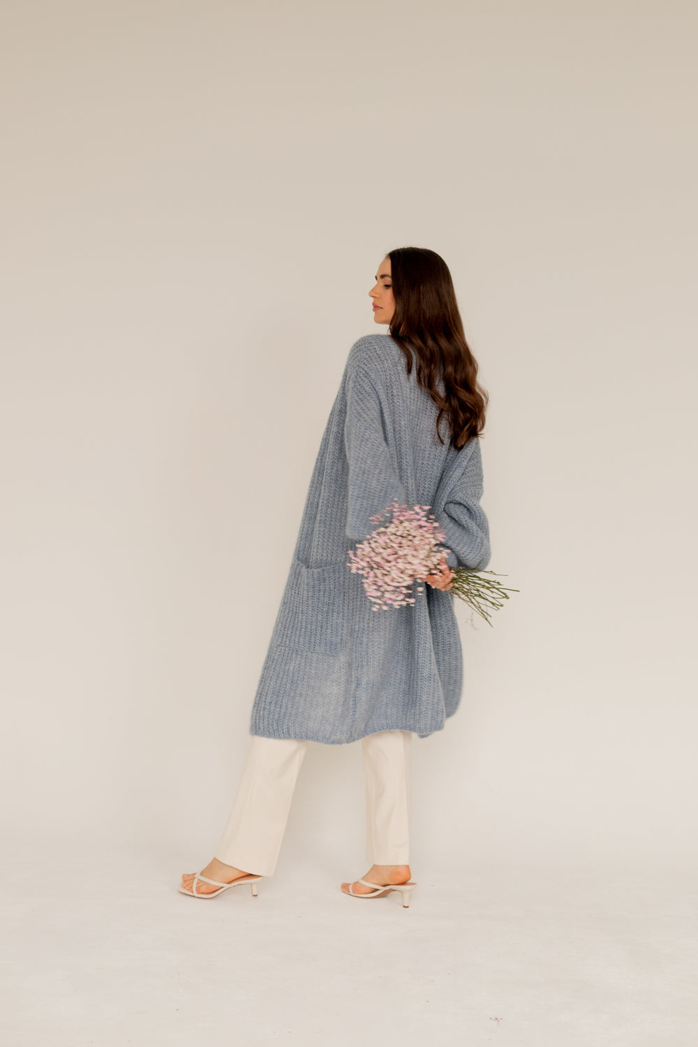 Mohair Alpaca Wool Cardigan - Blue