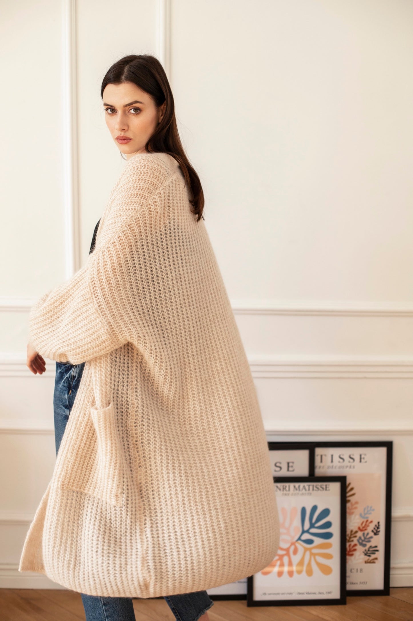 Mohair Alpaca Wool Cardigan - Nude