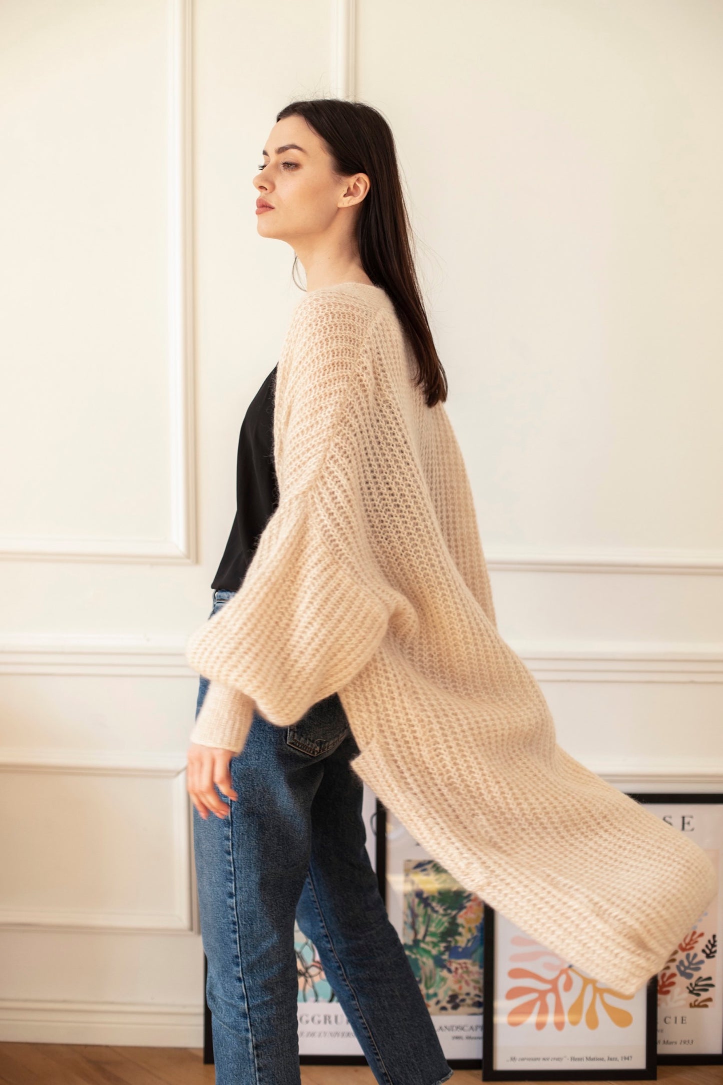 Mohair Alpaca Wool Cardigan - Nude