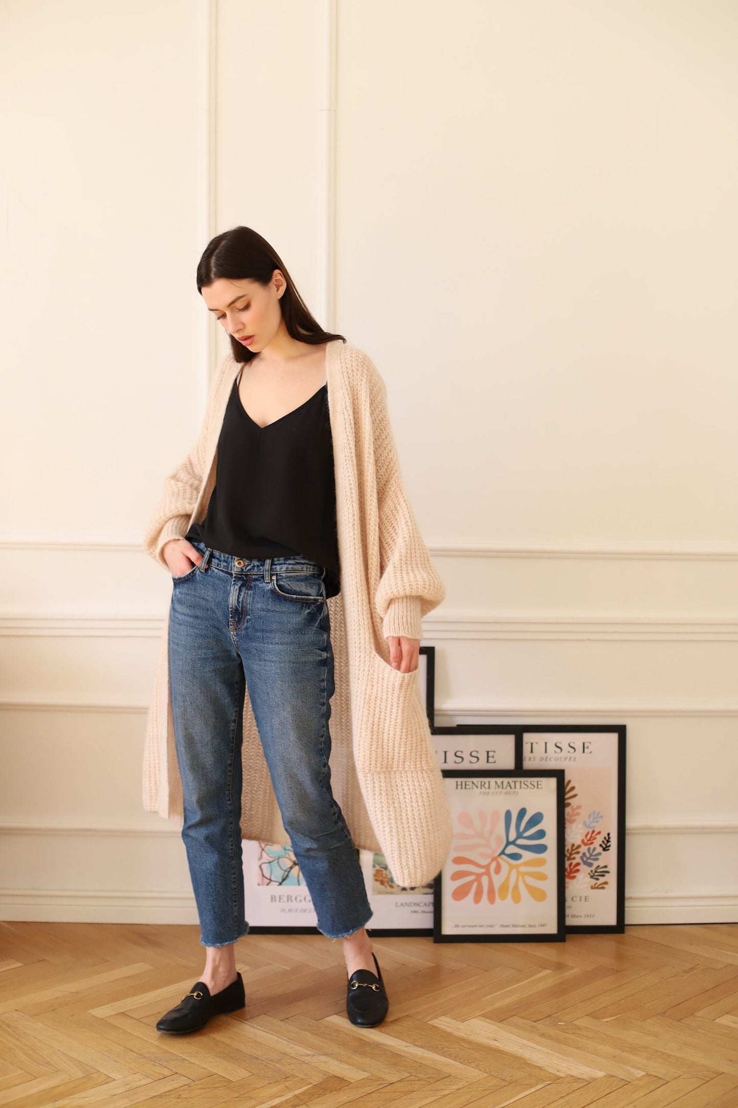 Mohair Alpaca Wool Cardigan - Nude