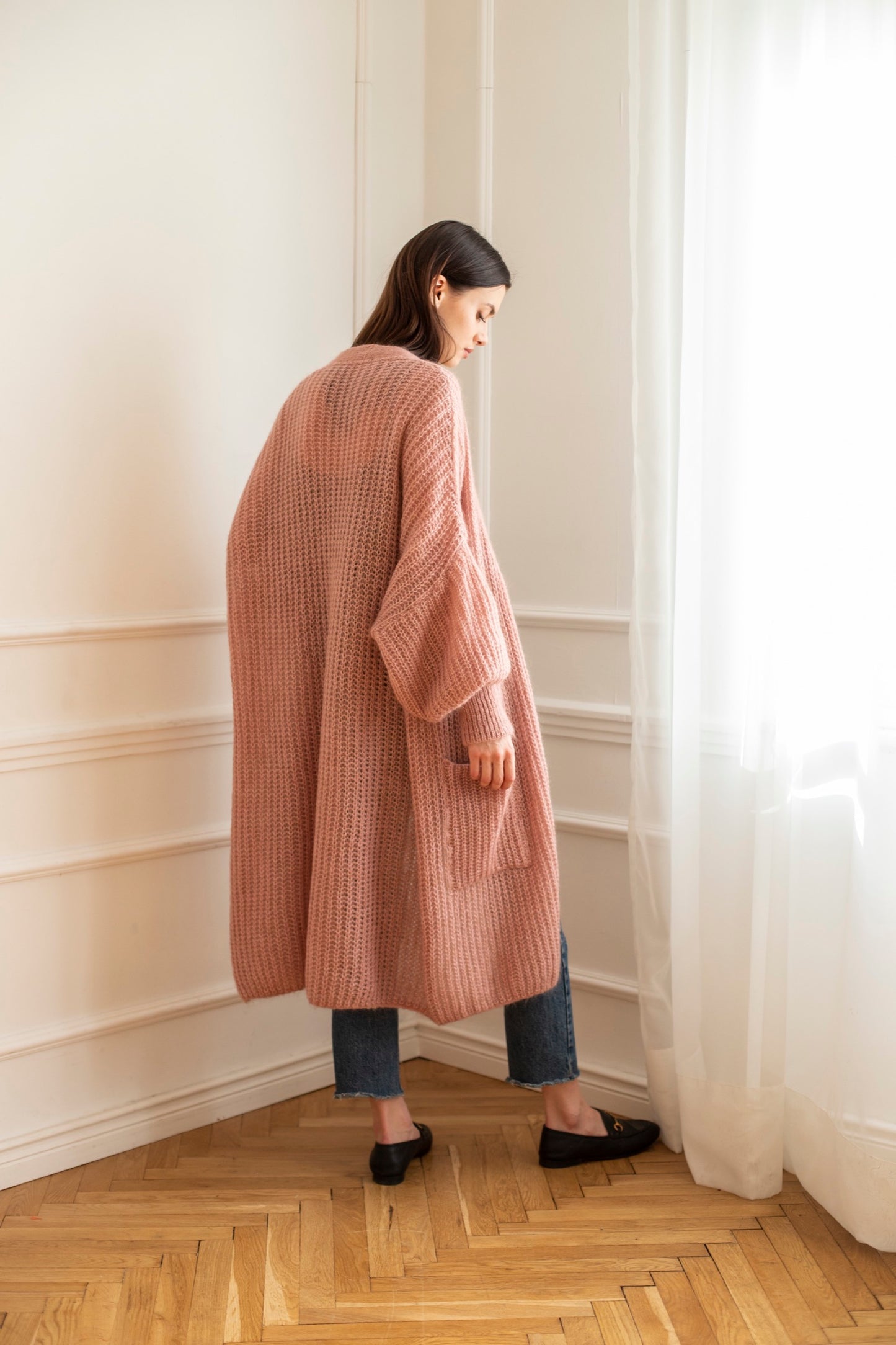 Mohair Alpaca Wool Cardigan - Pink