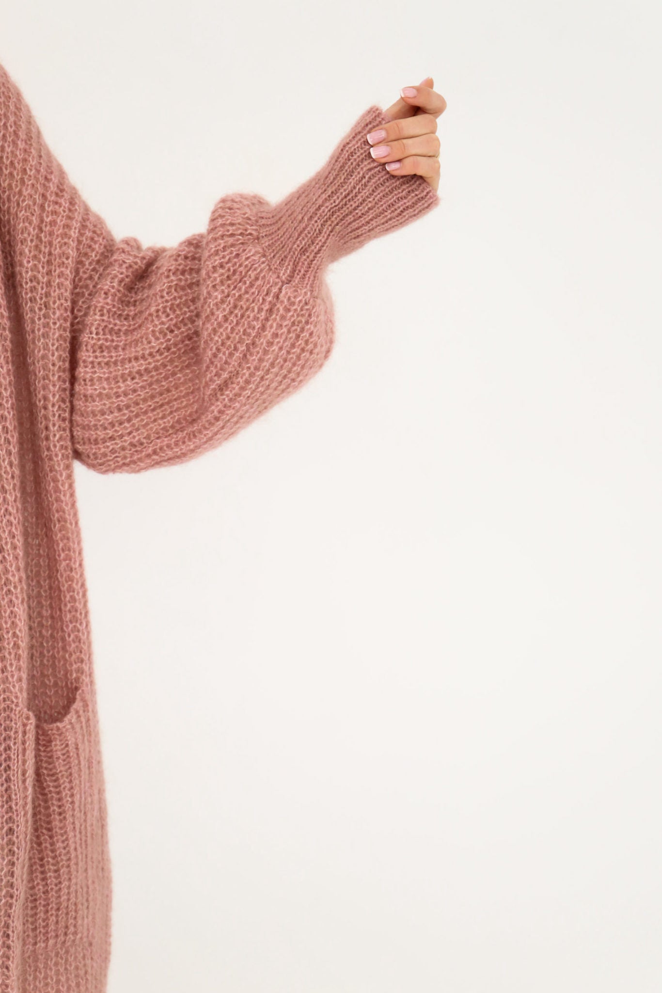 Mohair Alpaca Wool Cardigan - Pink