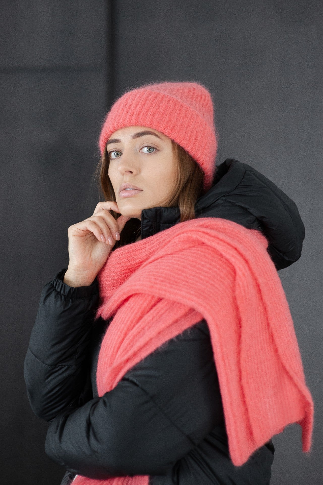 Mohair Wool Cap Coral