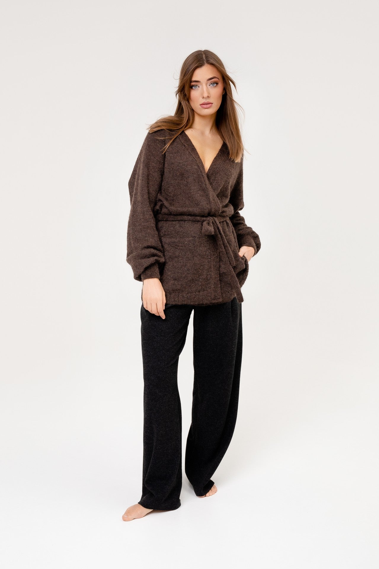 Mohair Wool Cardigan - Brown
