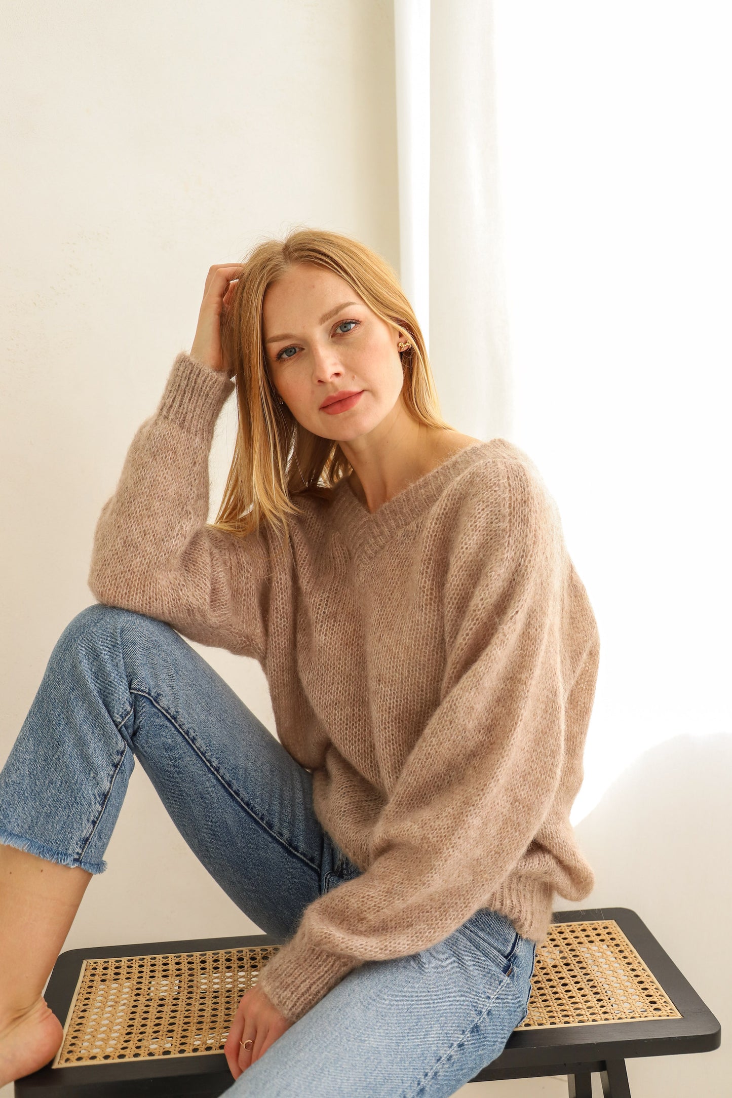 Mohair Wool Sweater - Beige