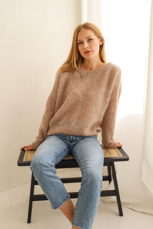 Mohair Wool Sweater - Beige