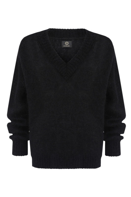 Mohair Wool Sweater - Black