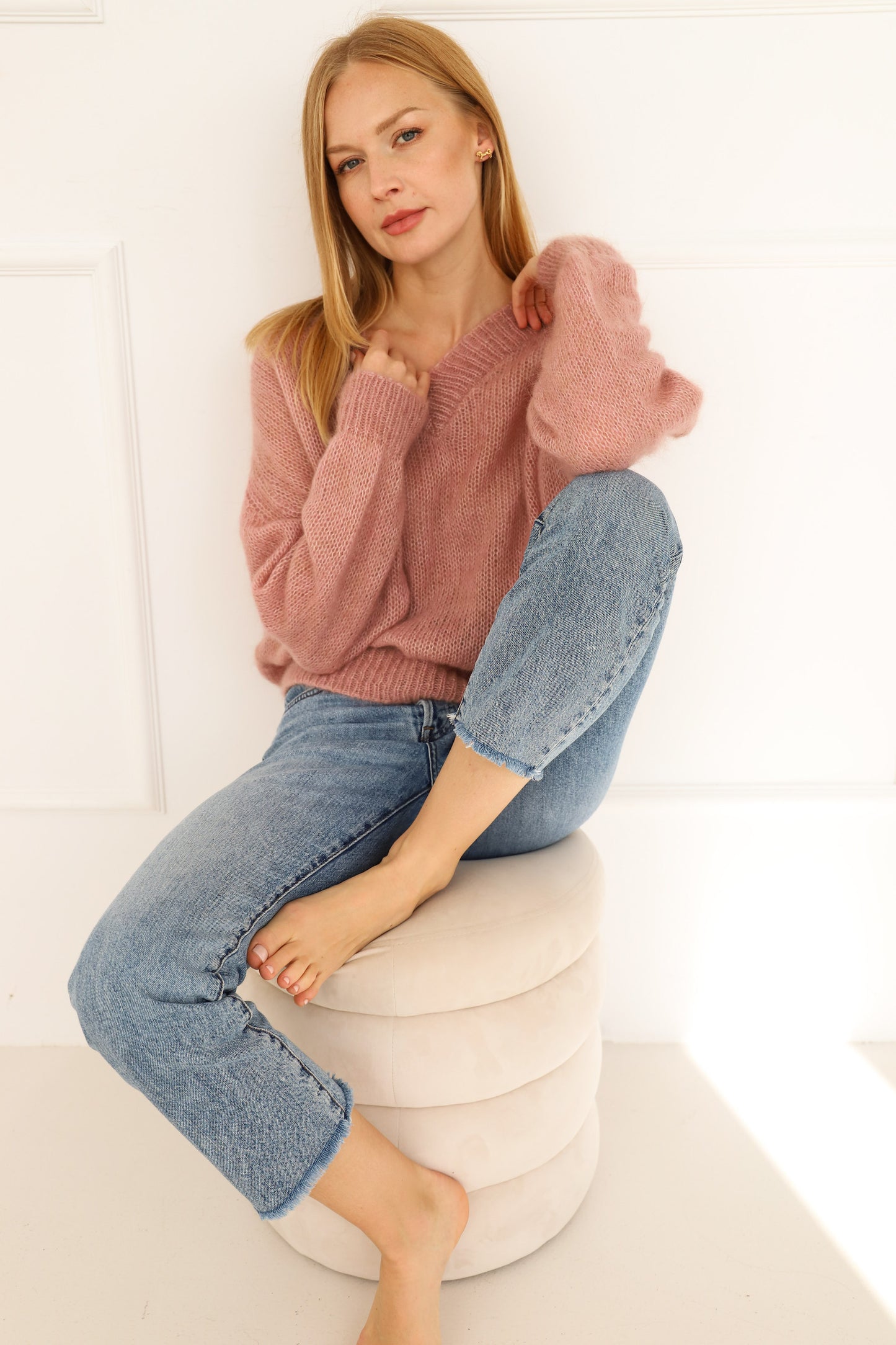 Mohair Wool Sweater - Dusty Pink
