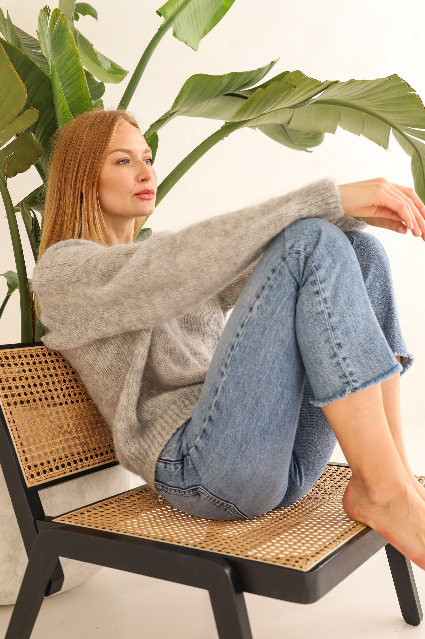Mohair Wool Sweater - Grey