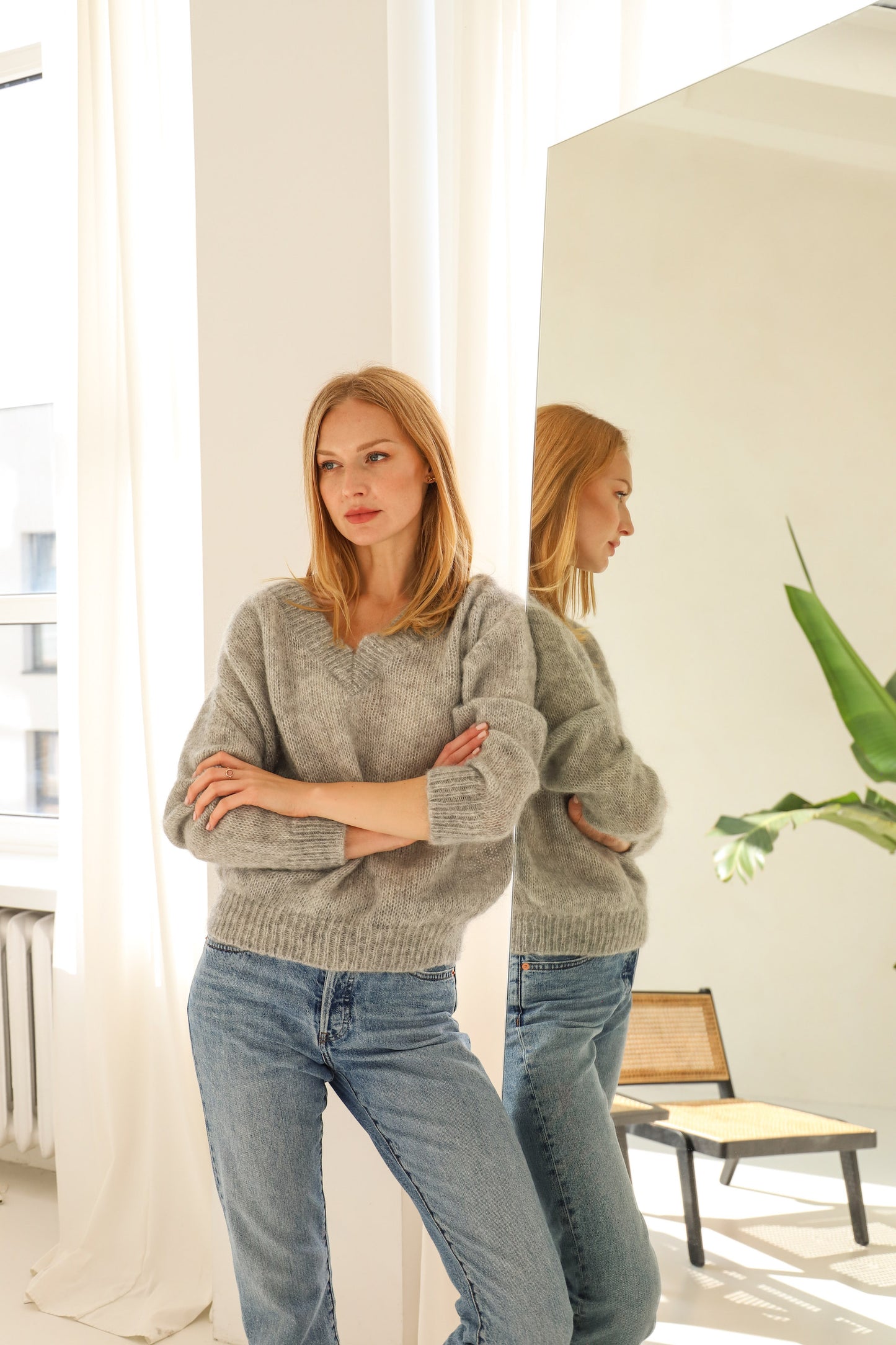 Mohair Wool Sweater - Grey