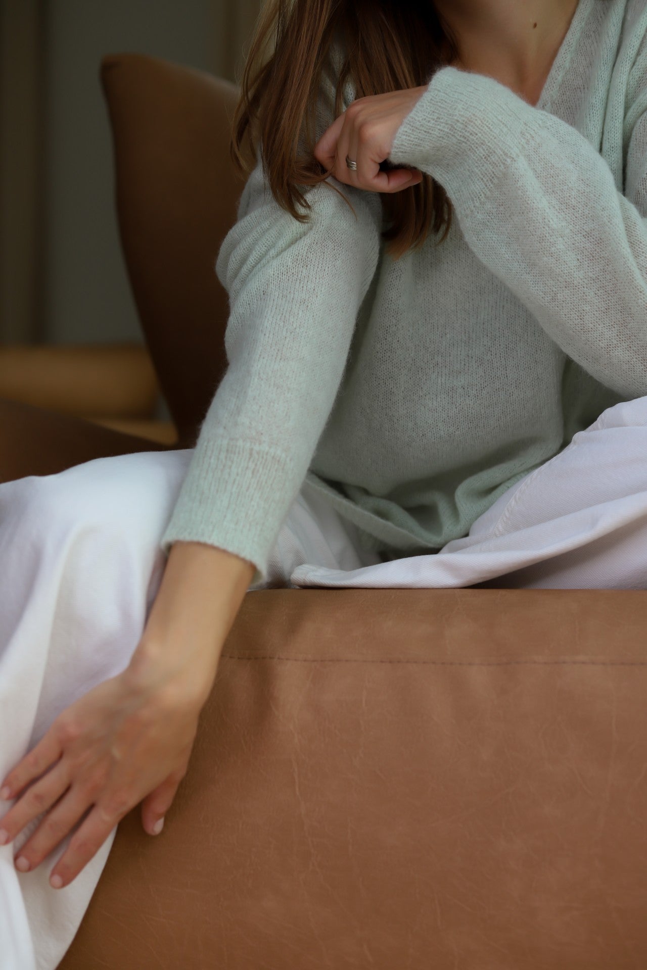 Mohair Wool Triangle Sweater - Light Green