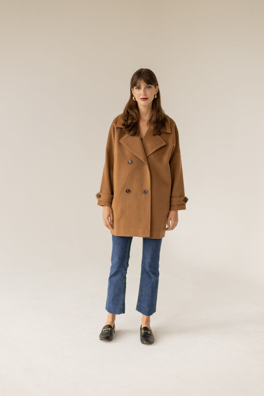 Nadine Cashmere Wool Coat - Caramel