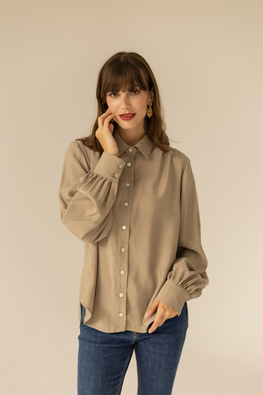 Noel Oversized Shirt - Beige