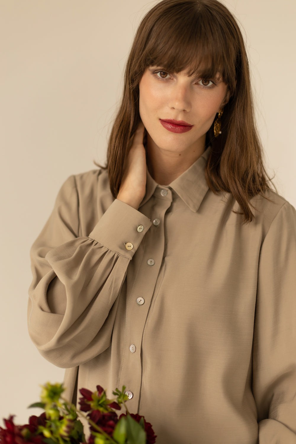 Noel Oversized Shirt - Beige