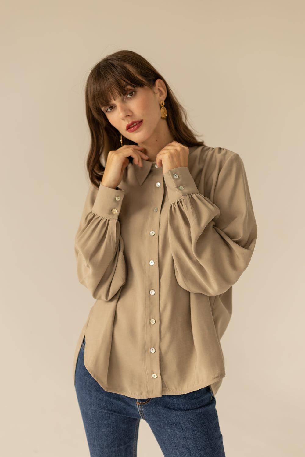 Noel Oversized Shirt - Beige