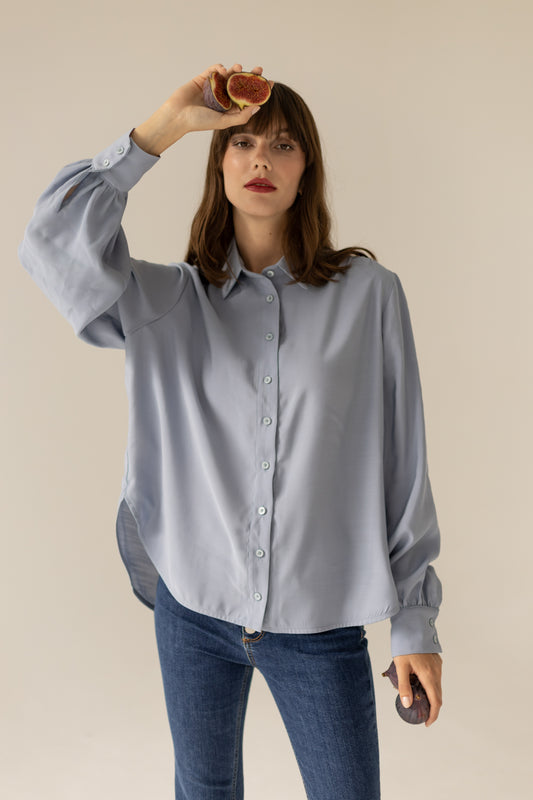 Noel Oversized Shirt - Blue