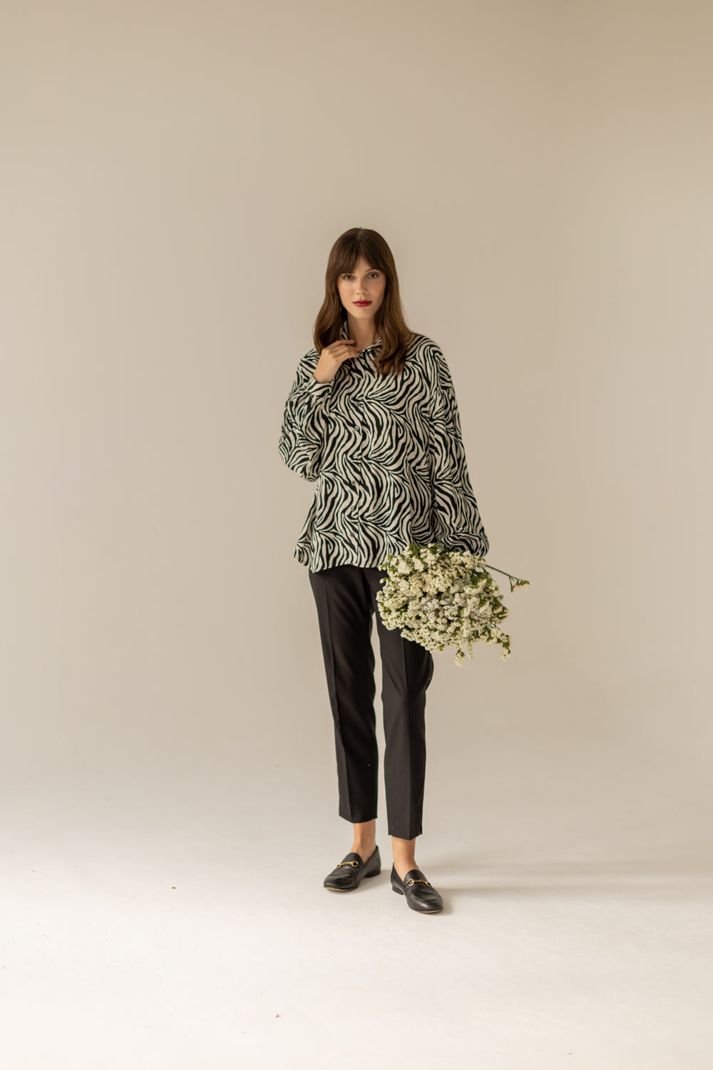 Noel Oversized Shirt - Zebra Print
