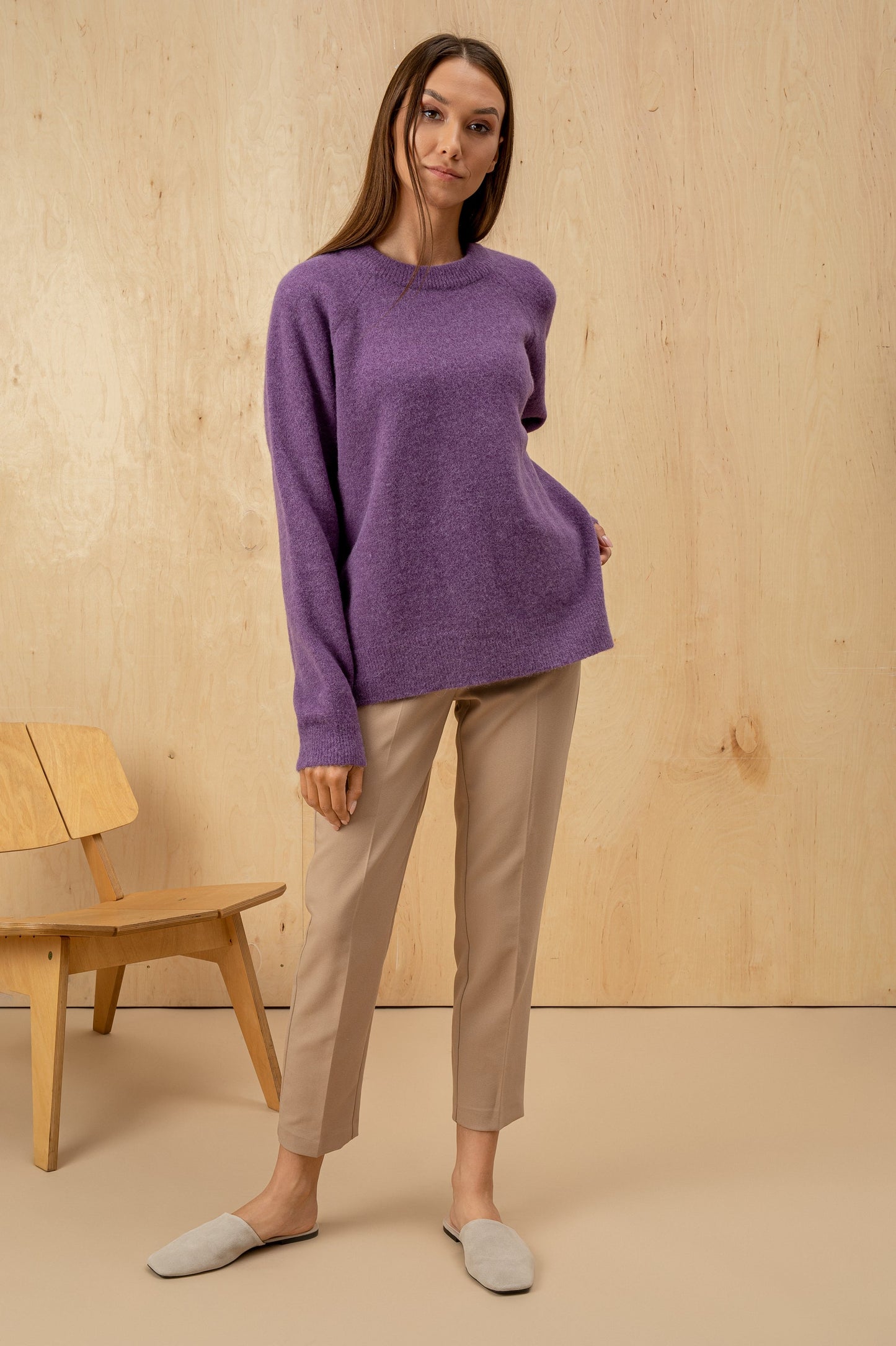 Velvet Wool Sweater Oversized - Purple