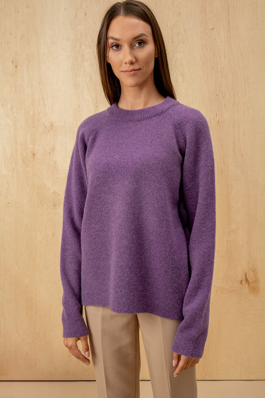 Velvet Wool Sweater Oversized - Purple