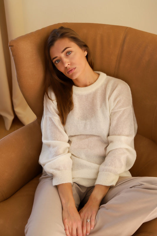 Soft Mohair Wool Sweater - White