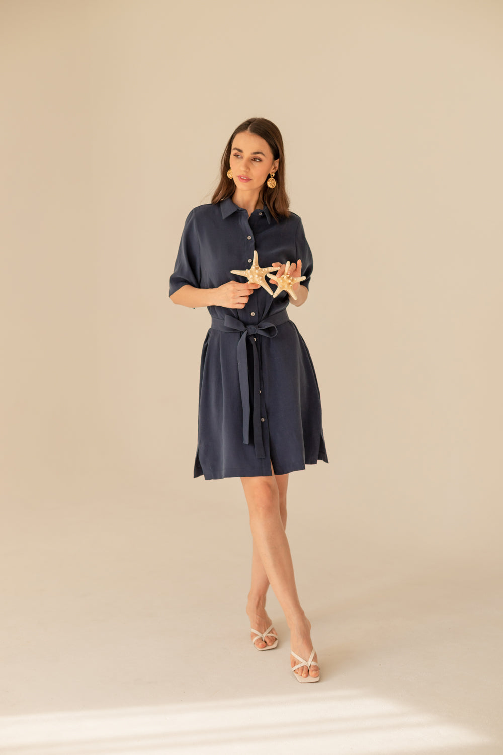 Soleil Cupro Dress - Navy Blue