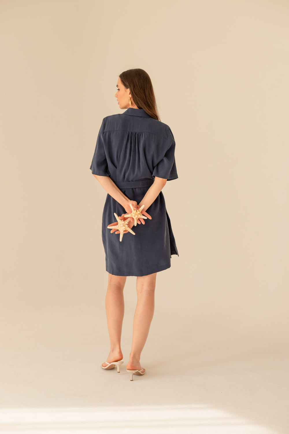 Soleil Cupro Dress - Navy Blue